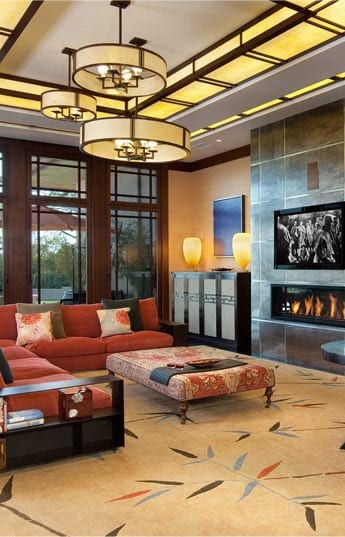 Large living room with fireplace