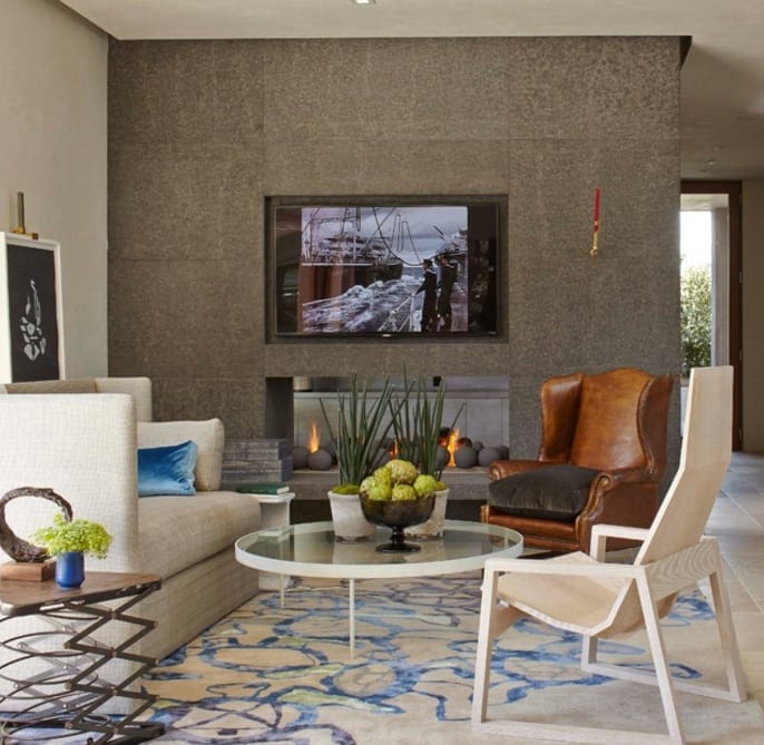 Contemporary Living Room Modern Fireplace